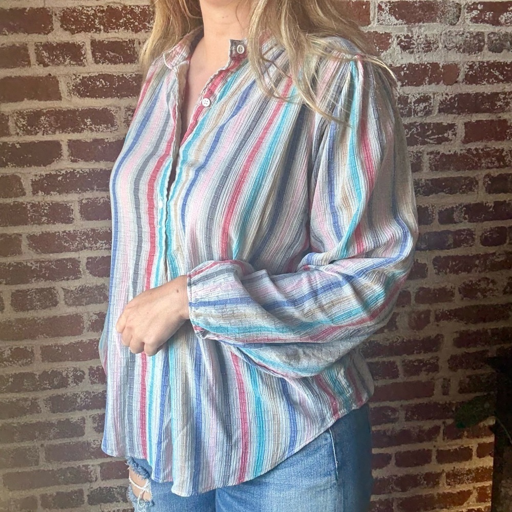90s Oak Hill Lightweight Striped Blouse - Picture 2 of 7